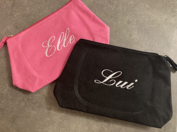 trousse brodée elle et lui