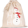 KI0745 NATUREL sac cadeaux coton motif bonhomme de neige