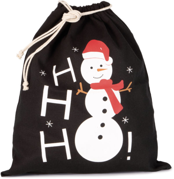 KI0745 NOIR sac cadeaux coton motif bonhomme de neige