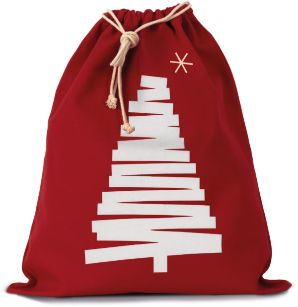 PS_KI0746_CHERRYRED sac cadeaux coton motif sapin